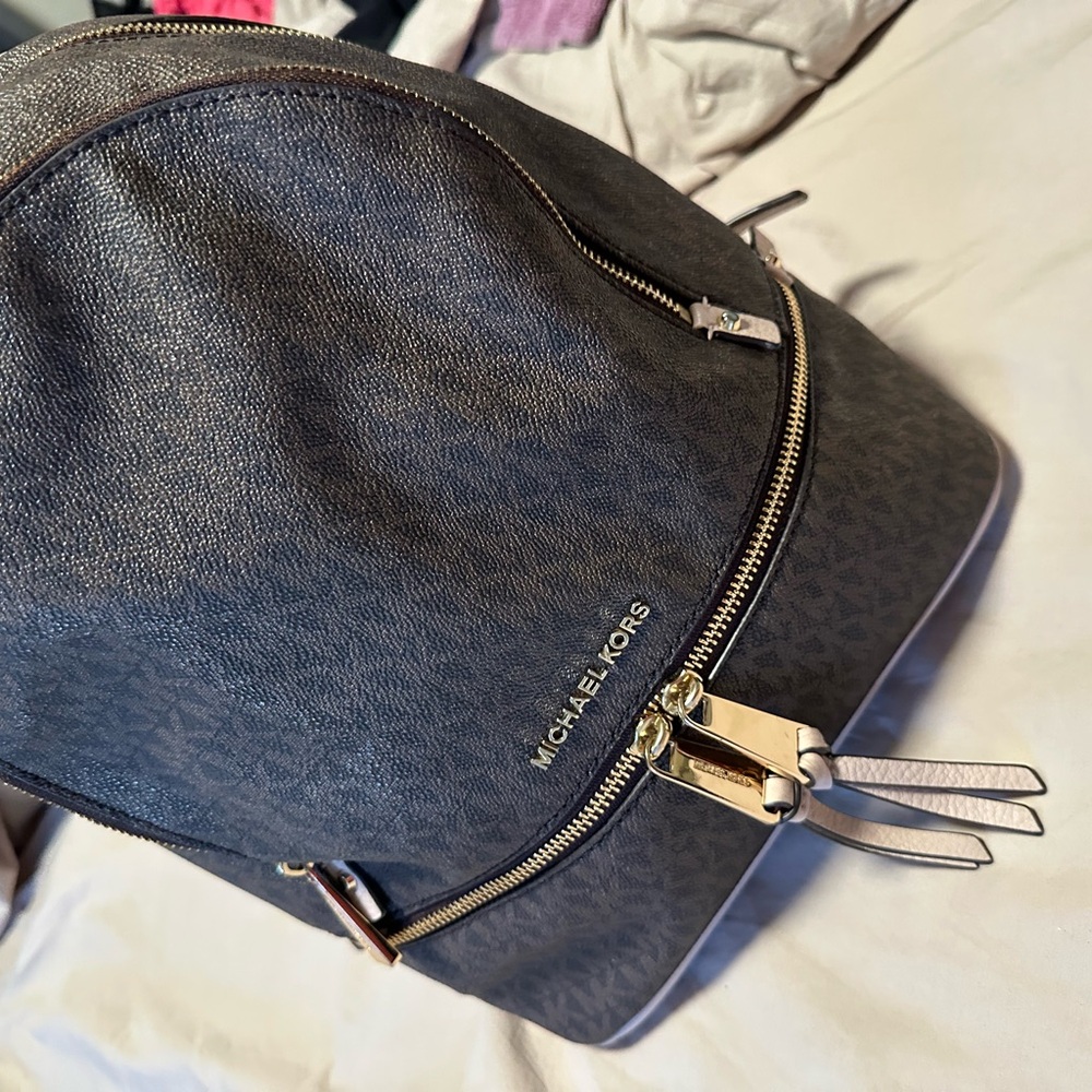 Michael Kors Dark Brown Backpack with Gold Accents